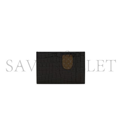 YSL UPTOWN FLAP CARD CASE IN CROCODILE-EMBOSSED SHINY LEATHER 582305DND1J1000 (10.5*7*1.5cm)